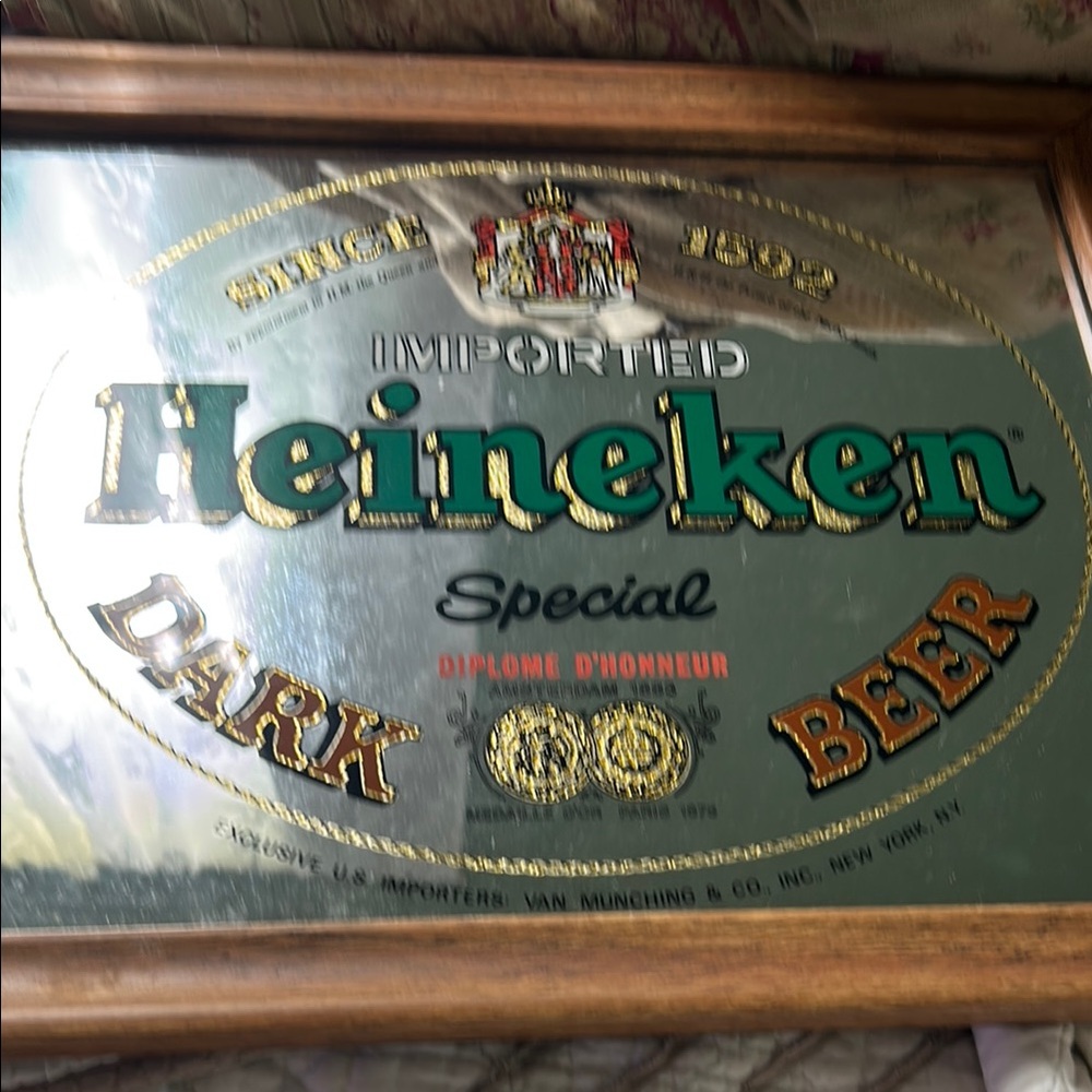 Brytone  vintage Heineken special dark beer mirror picture